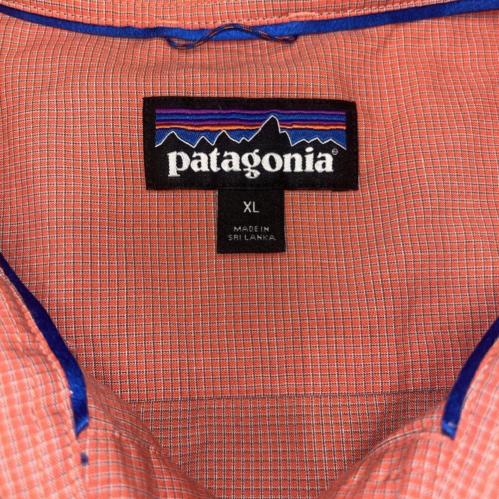 Patagonia Shirt Mens XL Orange Plaid Check Island Hopper Vent Fish Performance - Picture 3 of 6